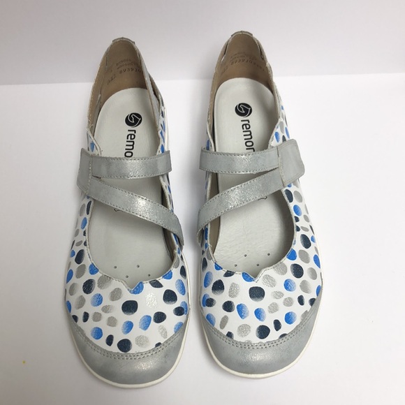 Remonte White Pokadot Leather Mary Janes Sz 41 - Picture 1 of 8
